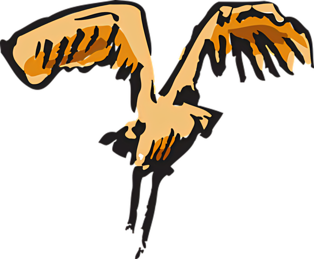Vibrant Bird in Flight Wallpaper: Flowing Orange & Brown Design