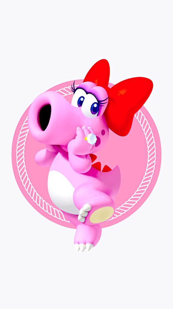 Birdo vibrant colorful wallpaper pink dynamic background playful energetic character design