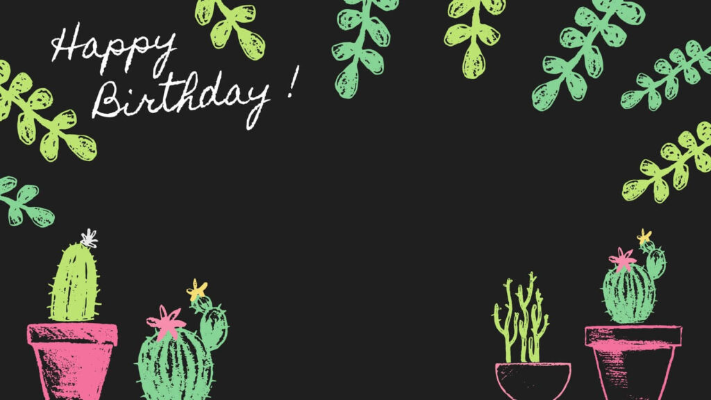 Charming Cactus Birthday Wallpaper: Vibrant Greens & Pinks