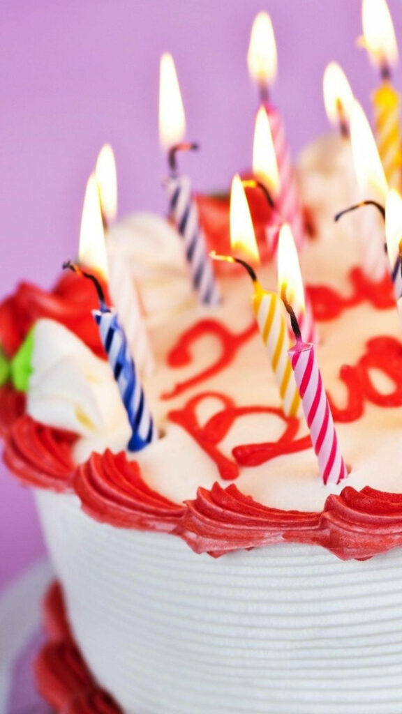 Colorful Birthday Cake Wallpaper: Joyful Celebration Background