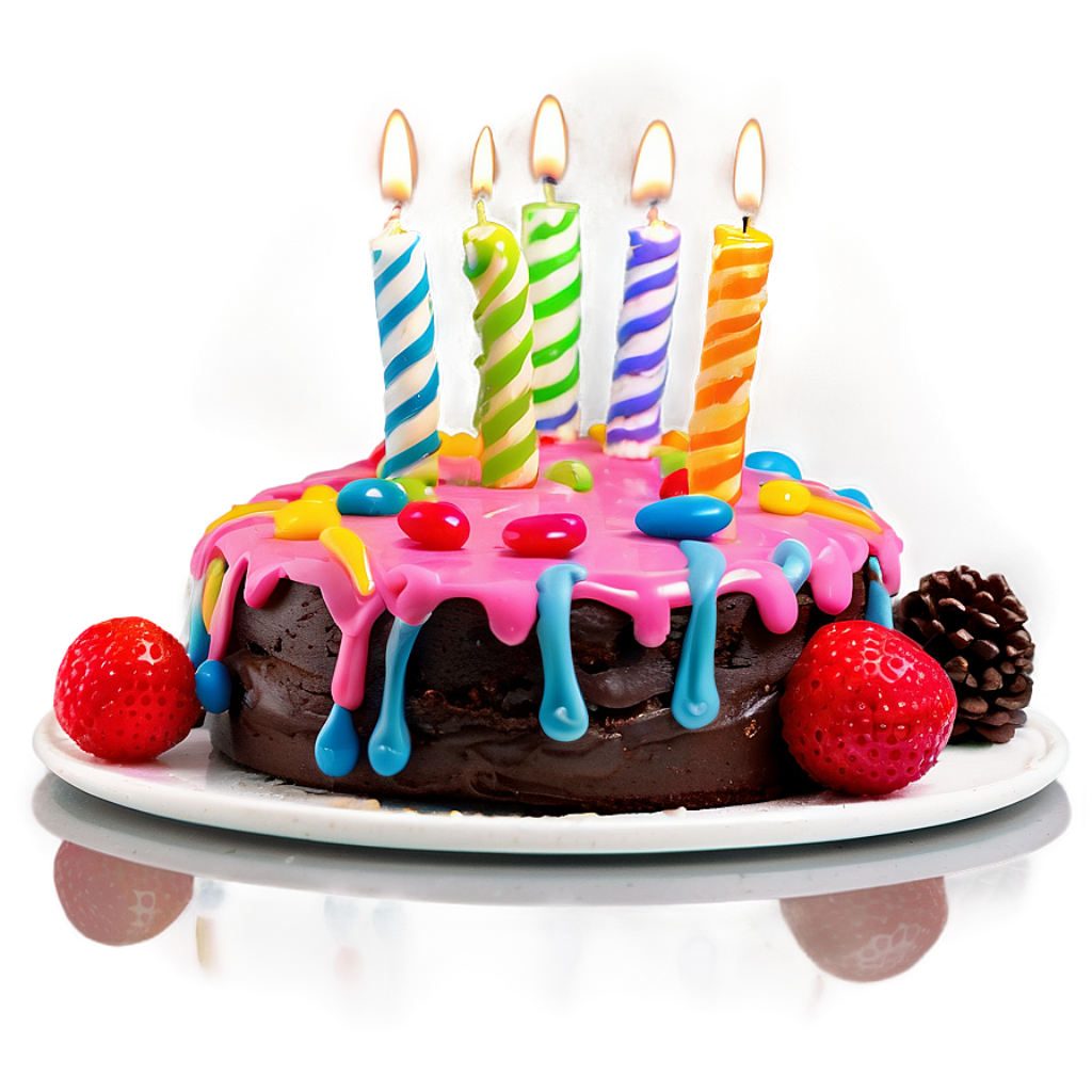 Festive Birthday Cake with Colorful Frosting and Lit Candles Wallpaper