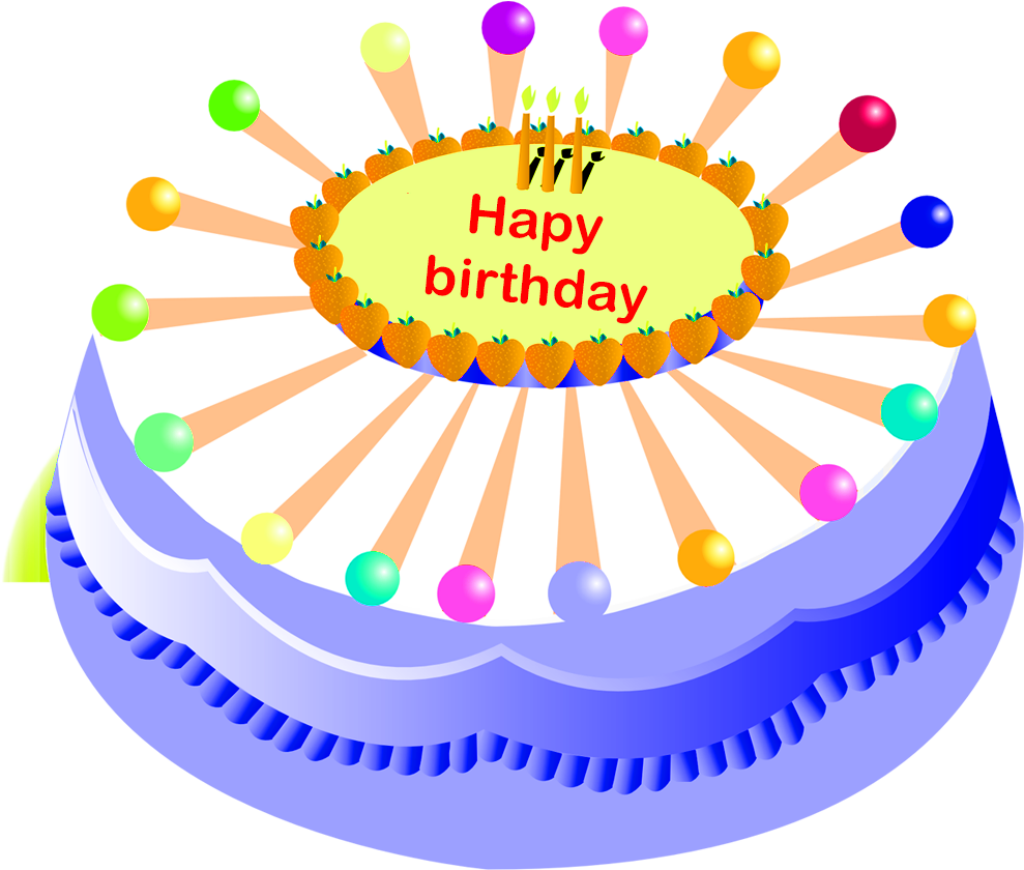 Festive Colorful Birthday Cake with Decorative Candles & Happy Birthday Wallpaper
