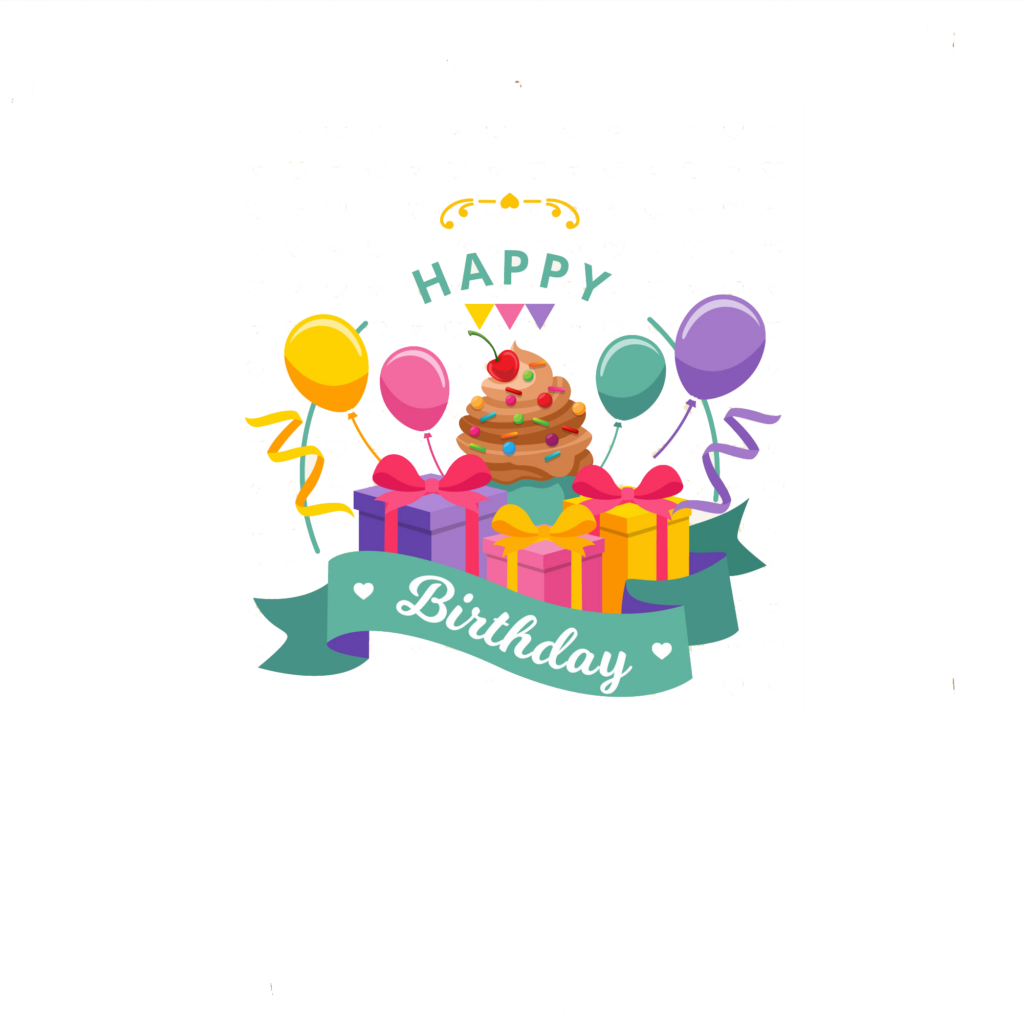 Vibrant Birthday Celebration Wallpaper with Balloons & Cake Decor