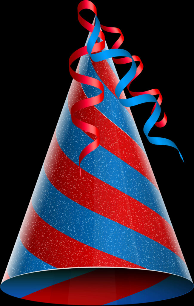 Festive Birthday Hat Wallpaper: Vibrant Red & Blue Stripes