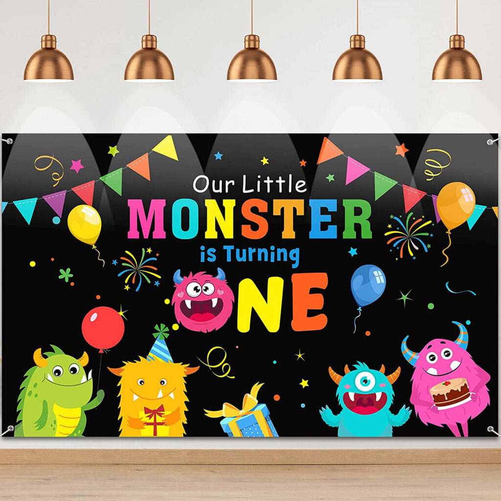 Vibrant Birthday Party Background with Colorful Monsters & Confetti Wallpaper