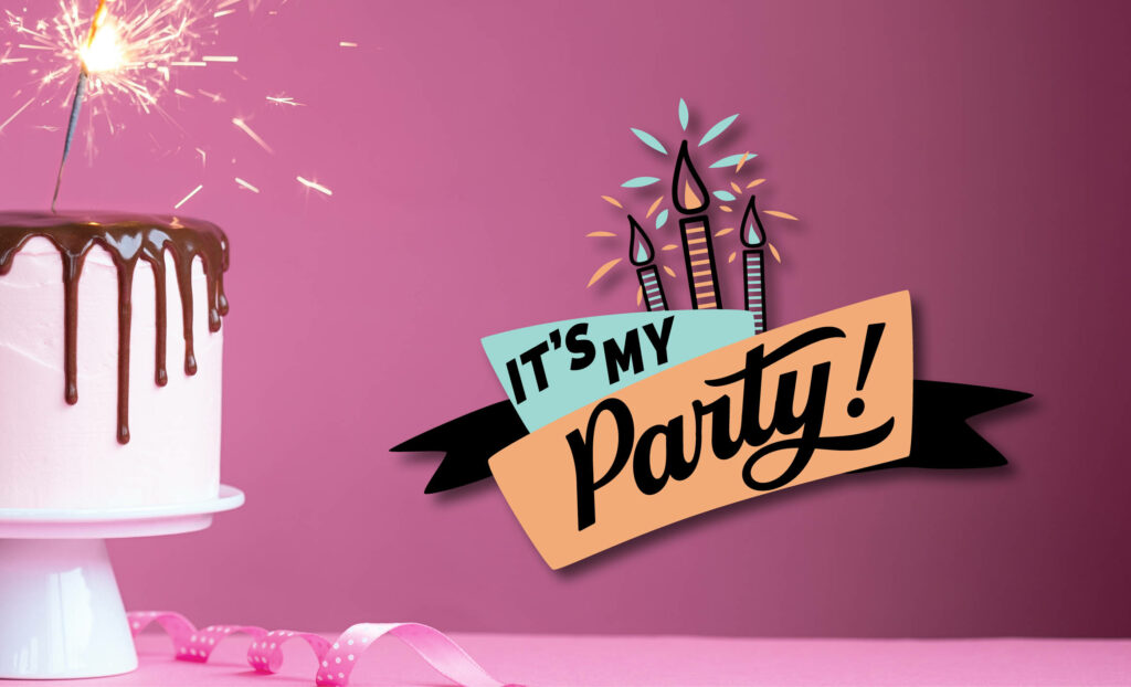 Vibrant Birthday Party Wallpaper: Festive Cake & Sparkler Design