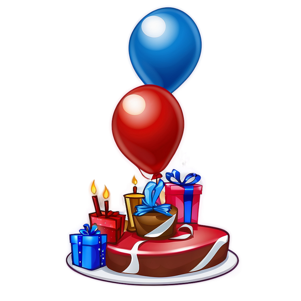 Colorful Birthday Wallpaper with Cake & Balloons in Festive Scene
