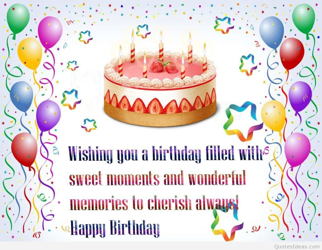 Colorful Birthday Wallpaper: Frosted Cake, Balloons & Celebratory Decor