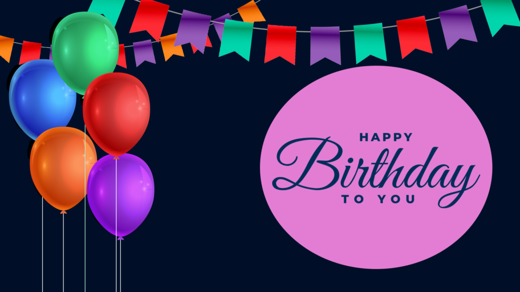 Vibrant Birthday Wallpaper with Balloons & Party Flags Background