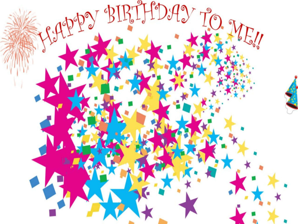 Joyful Birthday Wallpaper: Colorful Stars & Fireworks Celebration