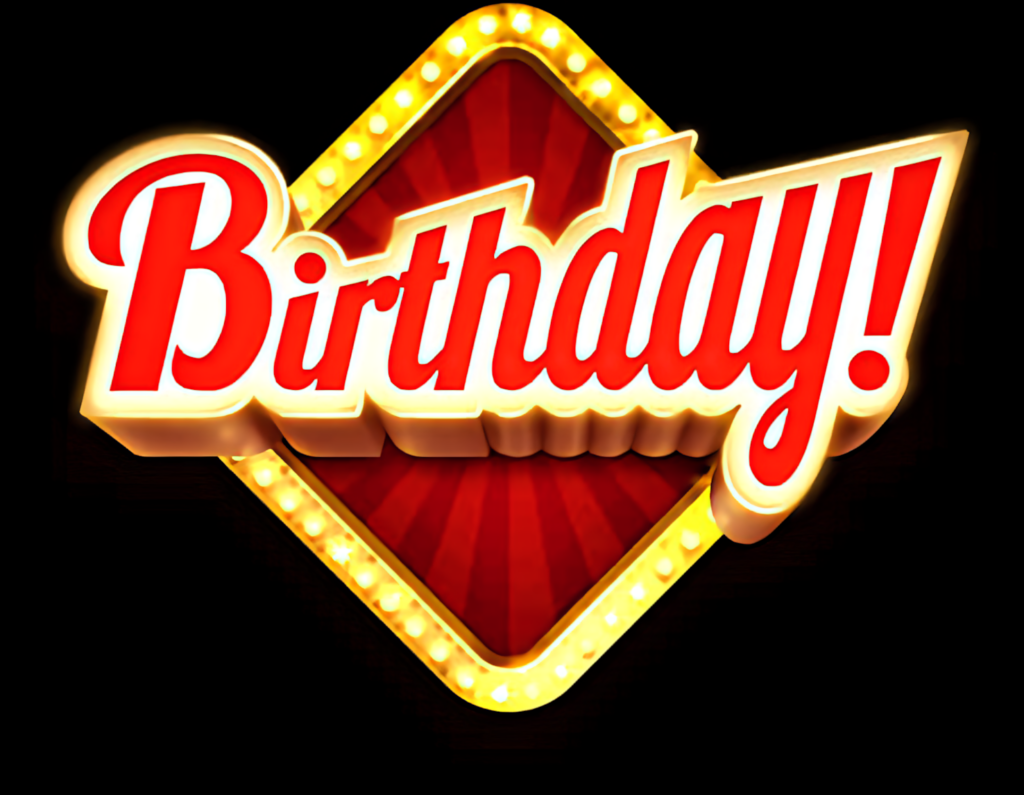 Vibrant Birthday Wallpaper: Festive Red & White Text Design