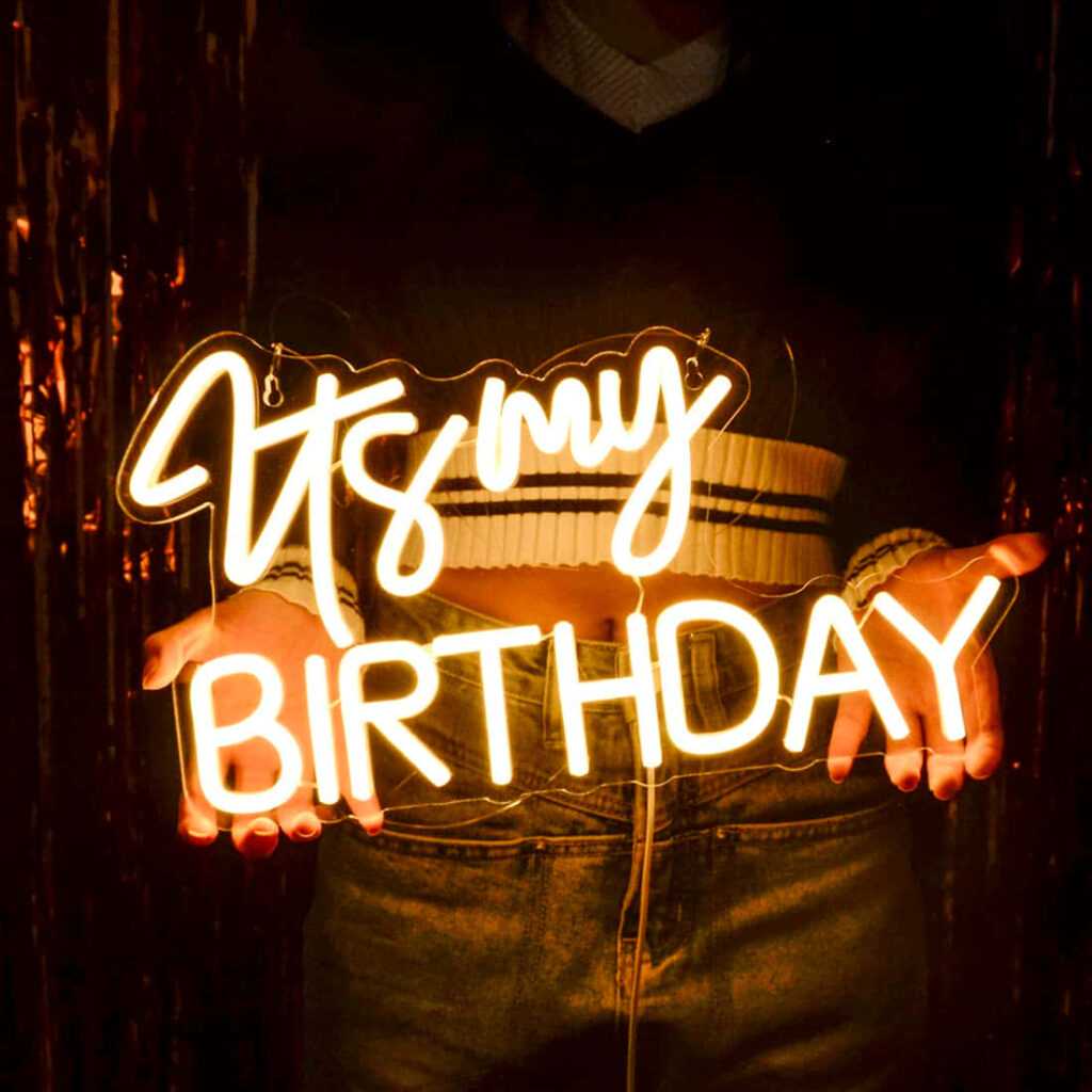 Vibrant Birthday Wallpaper: Glowing Neon Sign Celebration