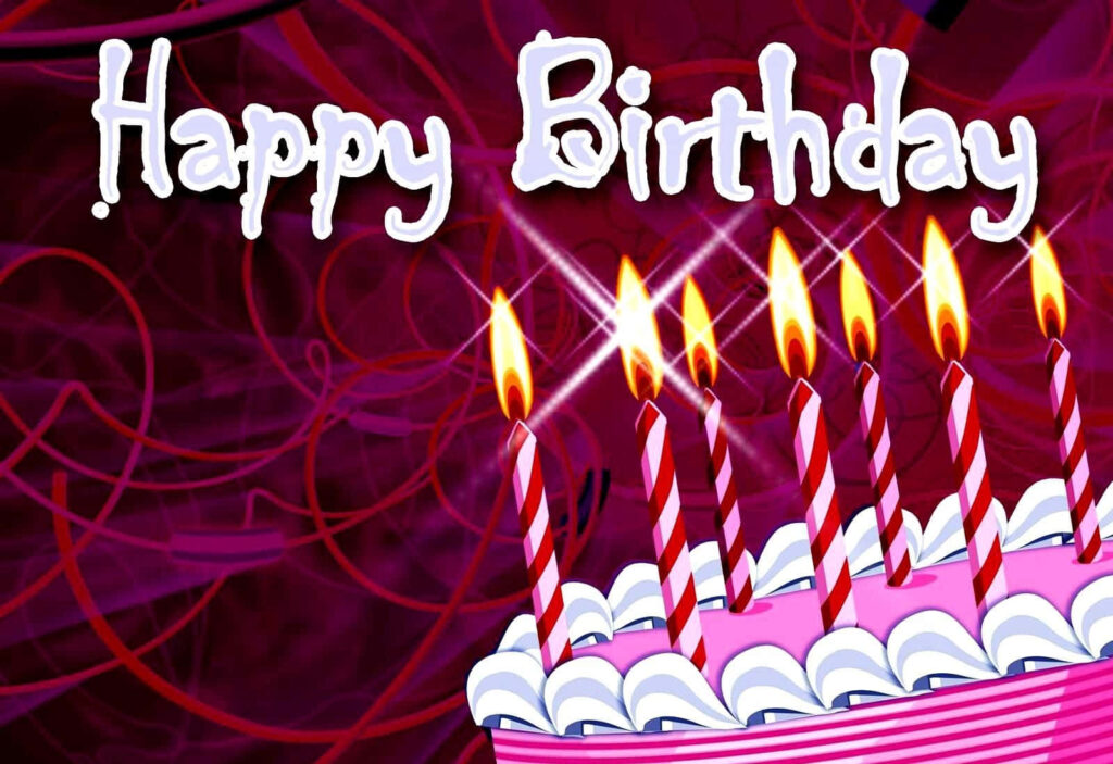 Vibrant Birthday Wallpaper: Whimsical Cake & Festive Background