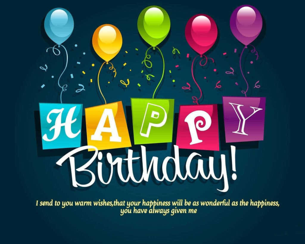 Vibrant Birthday Wallpaper with Balloons & Cheerful Typography