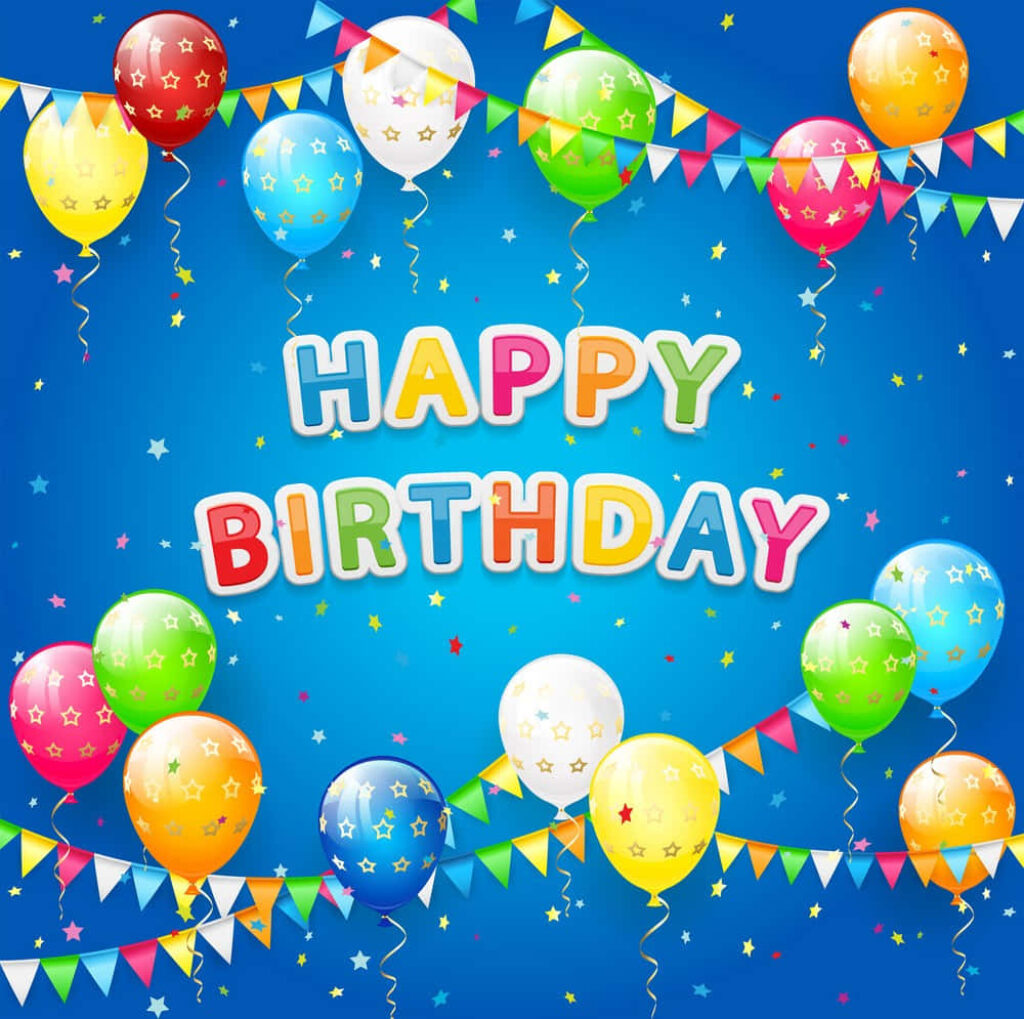 Vibrant Birthday Background with Balloons & Festive Bunting Wallpaper
