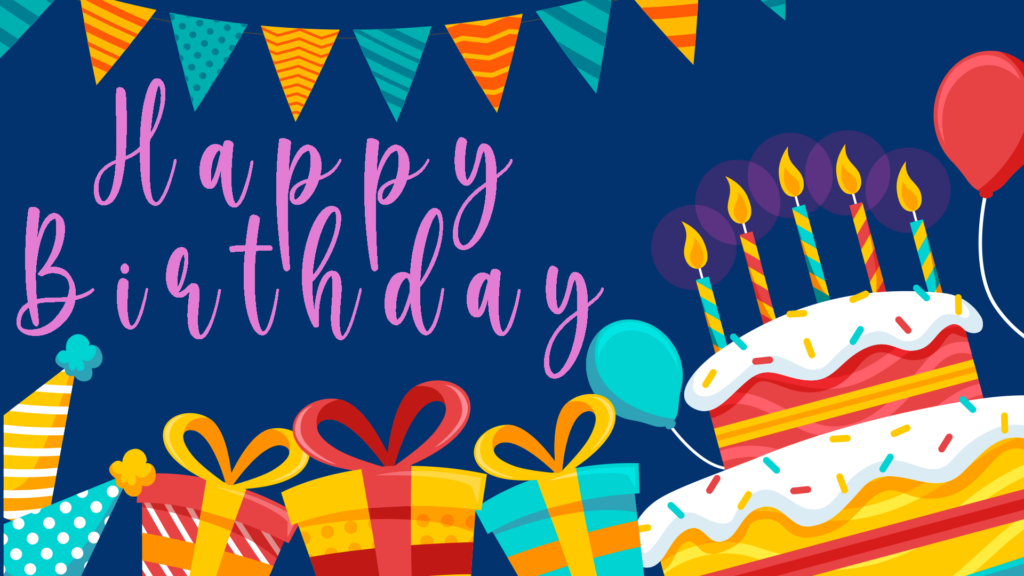 Vibrant Birthday Wallpaper: Colorful Cake, Balloons & Presents