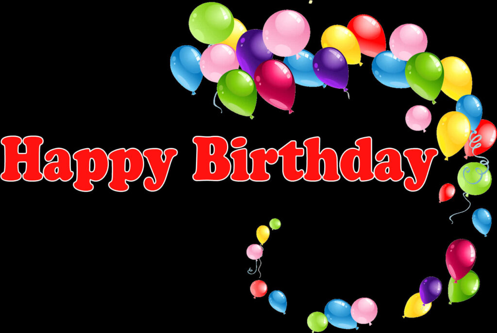 Vibrant Birthday Wallpaper with Colorful Balloons and Bold Red Text