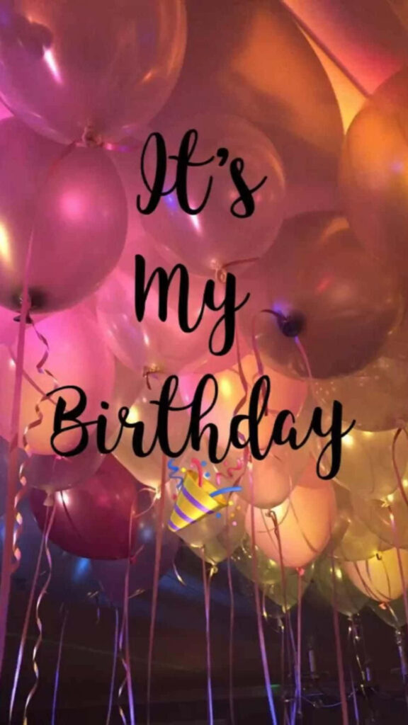 Colorful Birthday Balloon Wallpaper with Playful Party Hat Background
