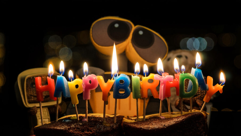 Vibrant Happy Birthday Wallpaper with Colorful Candles & Cake
