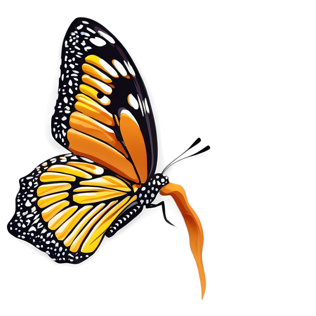 Vibrant Butterfly Illustration Wallpaper: Intricate Black & Orange Art