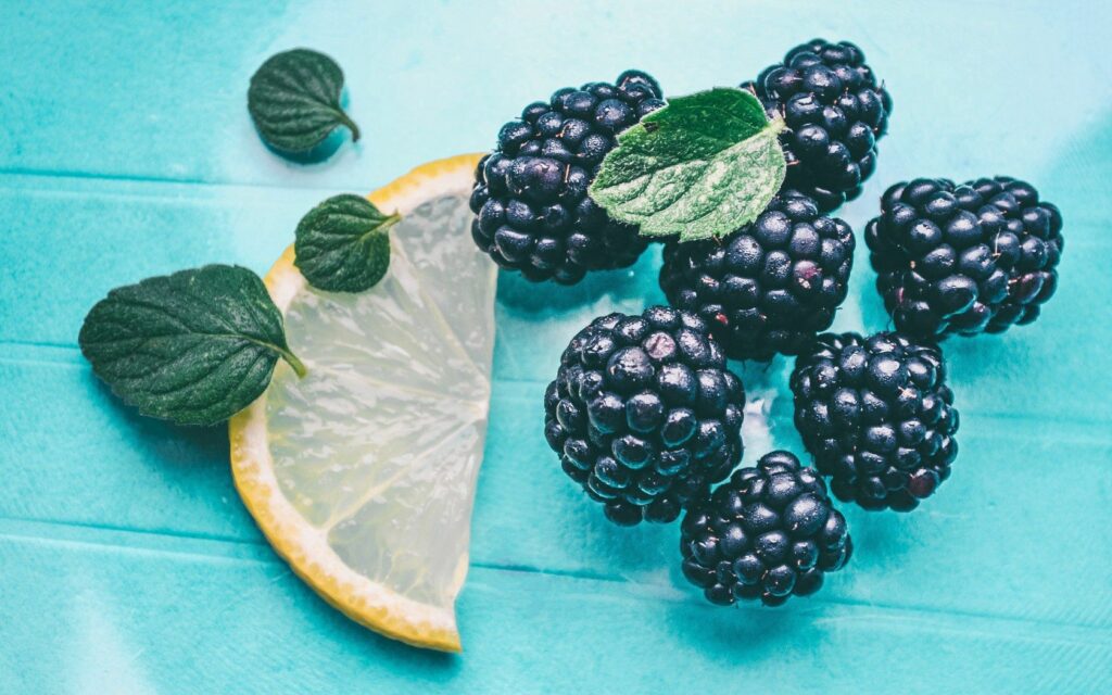Vibrant Blackberry, Lemon & Mint Wallpaper Background Design
