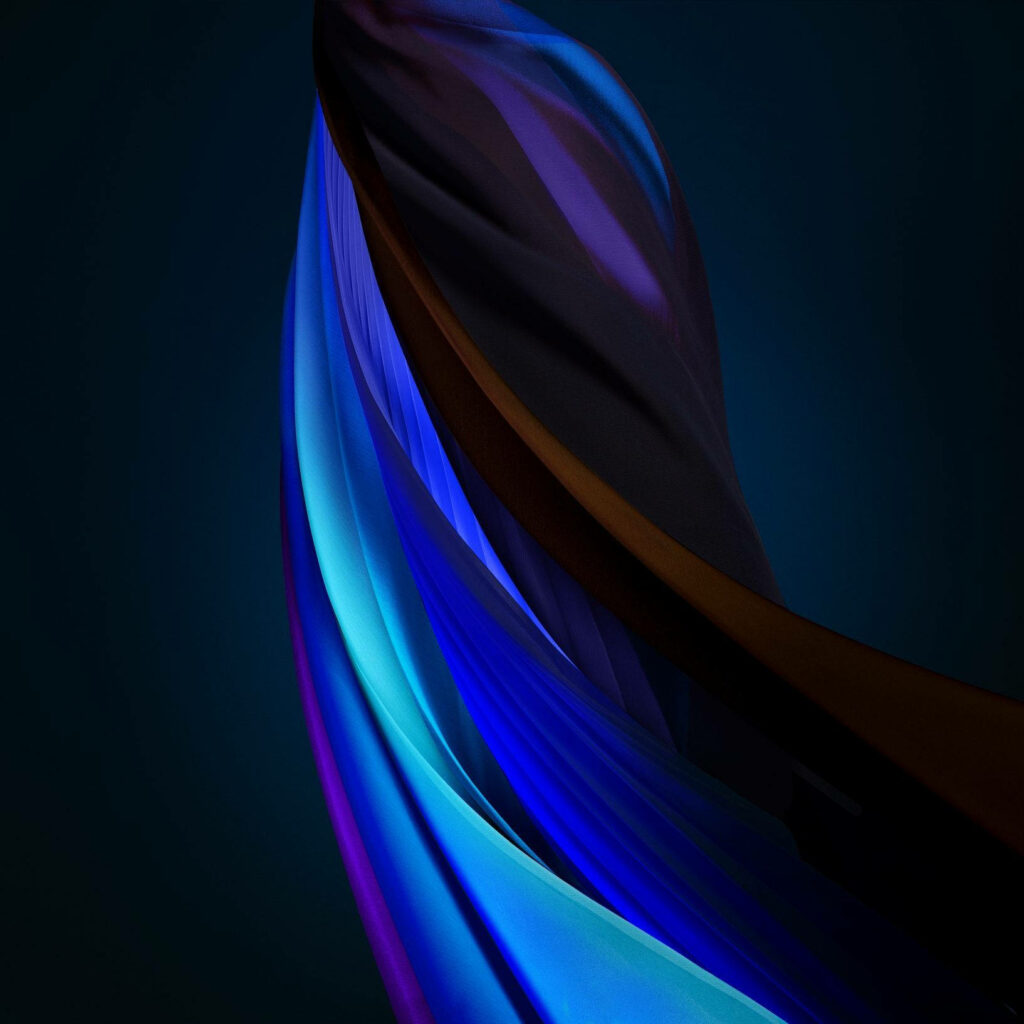 Vibrant Color Palette: A Moody IOS 15 Interior Wallpaper Infused with Deep Blues, Hints of Pink, and Burst of Orange