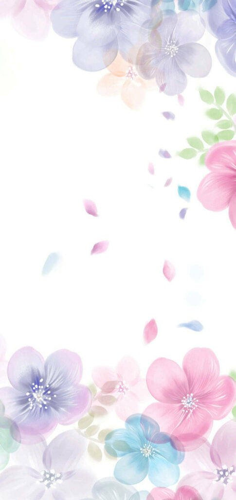 Burst of Colors: A Beautiful Floral Mobile in Vibrant Pink, Blue, and Purple Shades Wallpaper