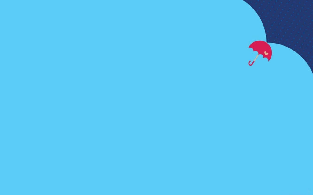 Vibrant Blue Minimalist Geometric Wallpaper with Red Umbrella Design