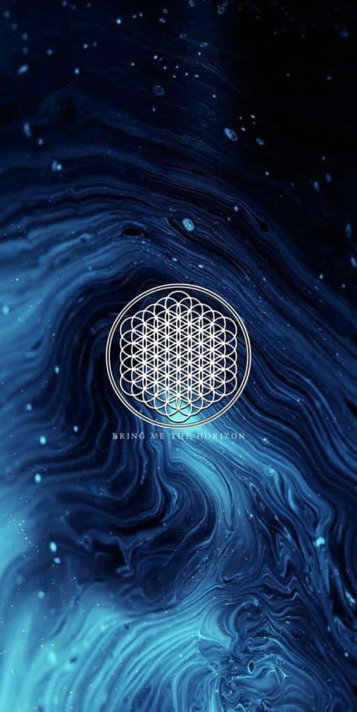 Vibrant blue abstract wallpaper with swirling patterns and Bring Me The Horizon logo center