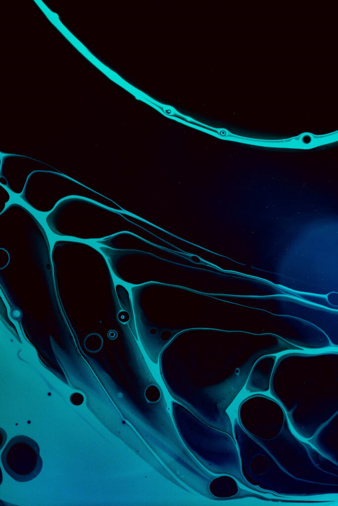 Vibrant Blue Abstract Liquid Paint Wallpaper - Oceanic Movement Design