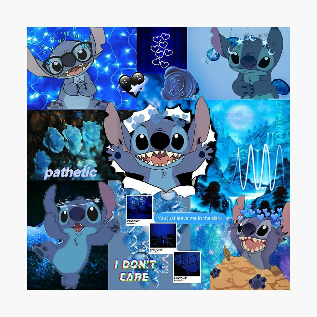 Whimsical Blue Alien Collage Wallpaper - Vibrant Background Design