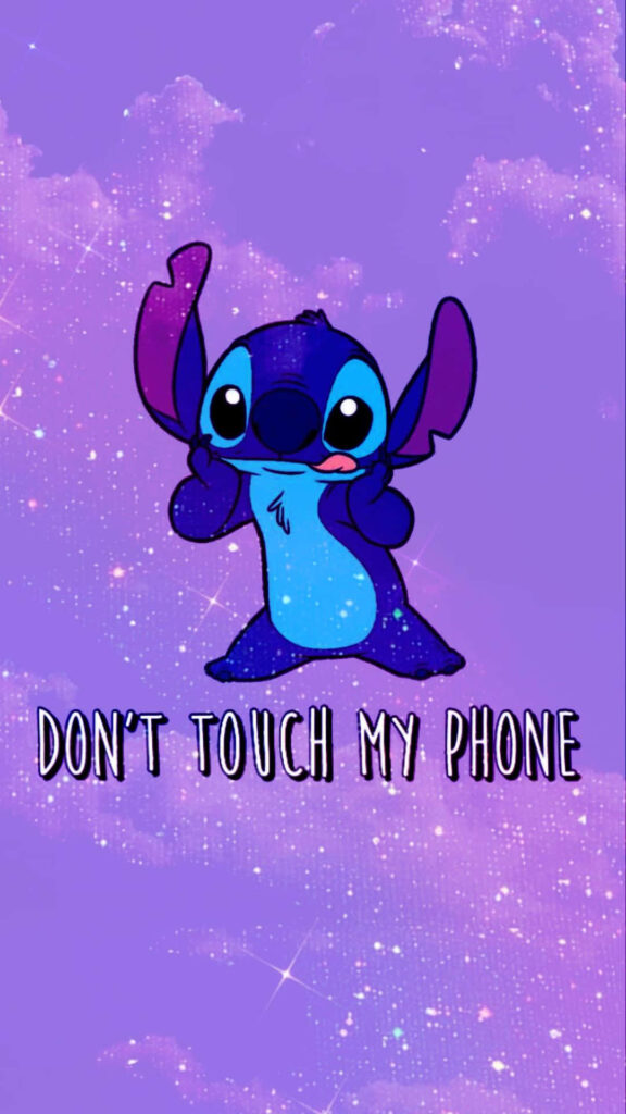 Playful Blue Alien Lock Screen: Don't Touch My Phone Wallpaper