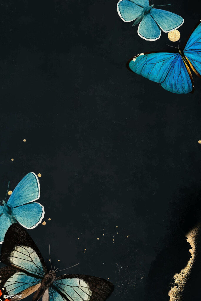 Vibrant Blue Butterflies Wallpaper on Dark Textured Background