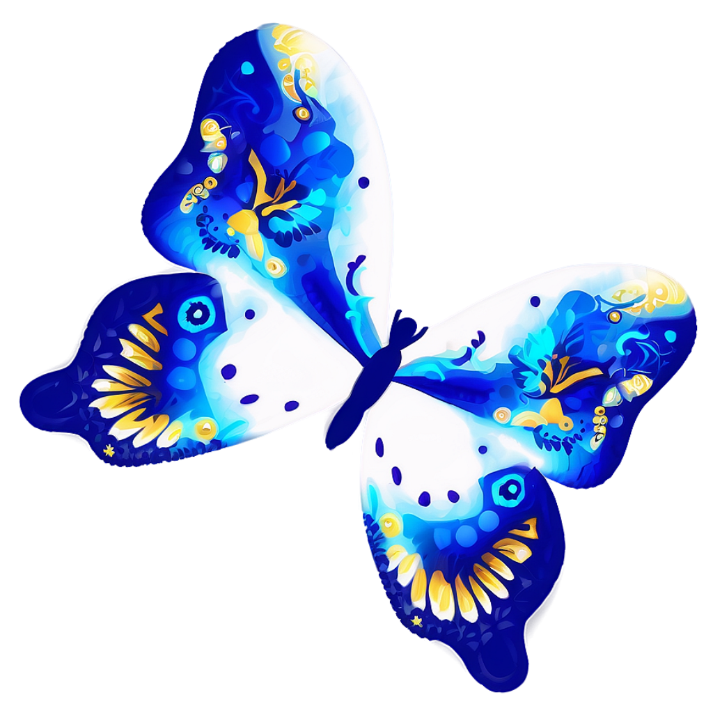 Vibrant Blue Butterfly Abstract Artwork Wallpaper with Intricate Patterns