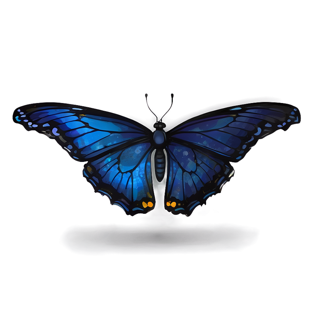Enchanting Blue Butterfly Wallpaper: Serene Night Glow