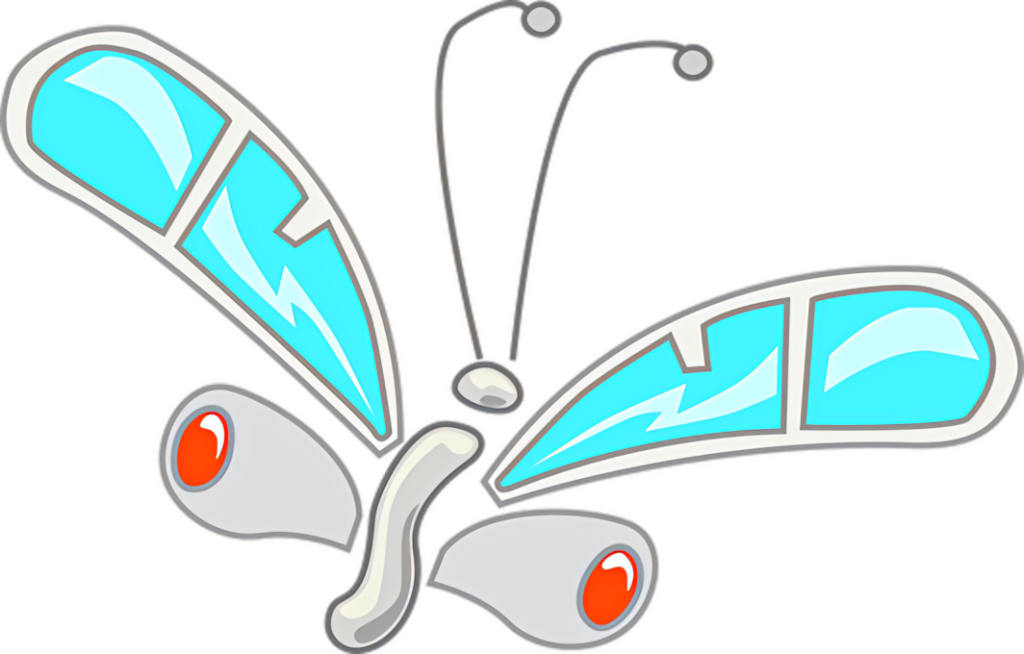 Stylized Blue Butterfly Graphic: Glossy Wings & Abstract Patterns Wallpaper