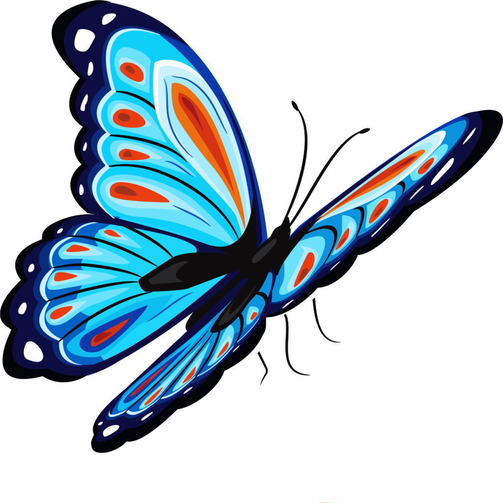 Vibrant Blue Butterfly Wallpaper: Colorful Artistic Design