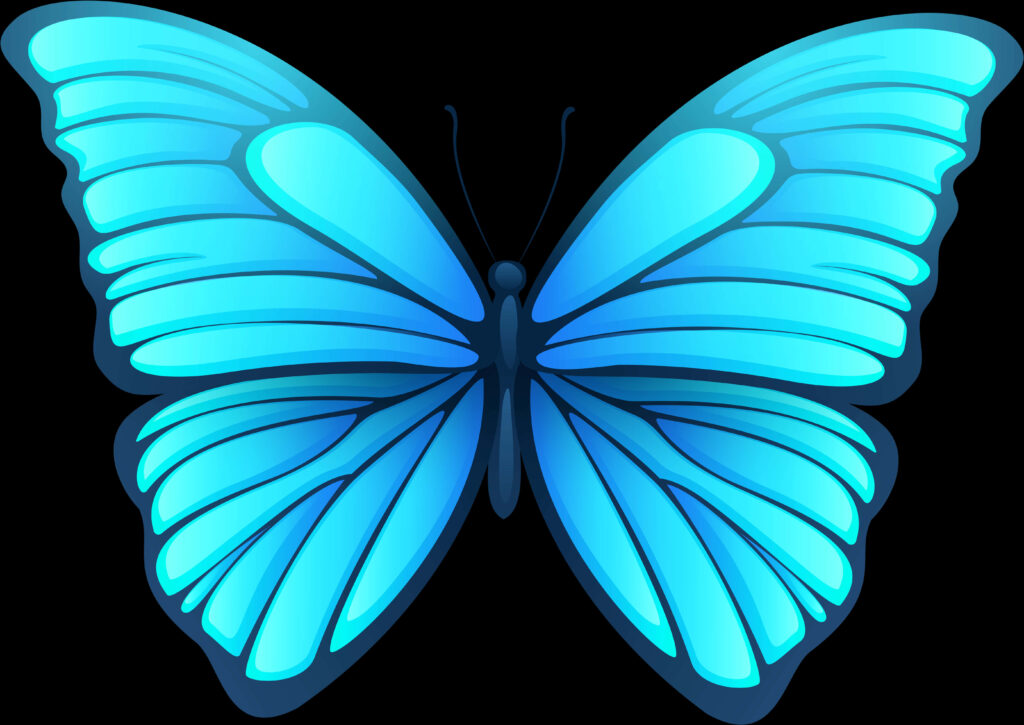 Vibrant Blue Butterfly Illustration with Gradient - Wallpaper Background