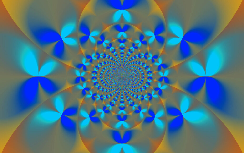Vibrant Blue Butterfly Kaleidoscope Wallpaper | Intricate Patterns
