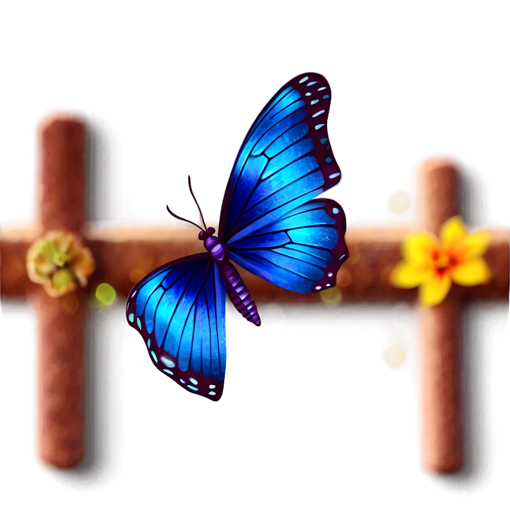 Stunning Blue Butterfly Wallpaper: Detailed Wings & Soft Floral Background