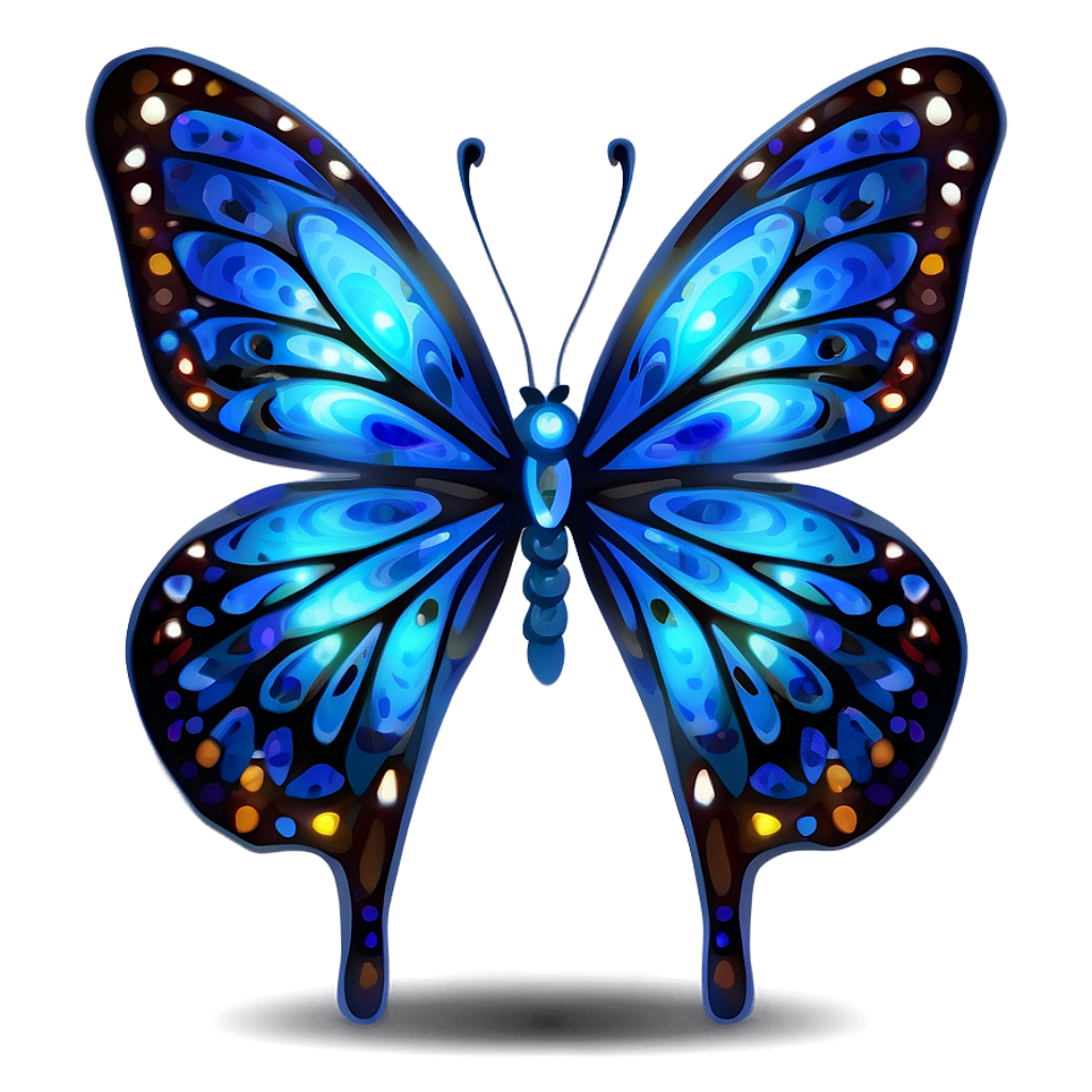 Vibrant Blue Butterfly Wallpaper: Intricate Patterns & Glowing Highlights