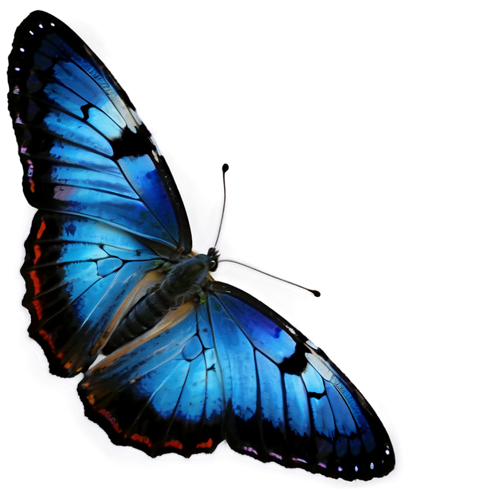 Vibrant Blue Butterfly Wallpaper: Intricate Patterns on White Background