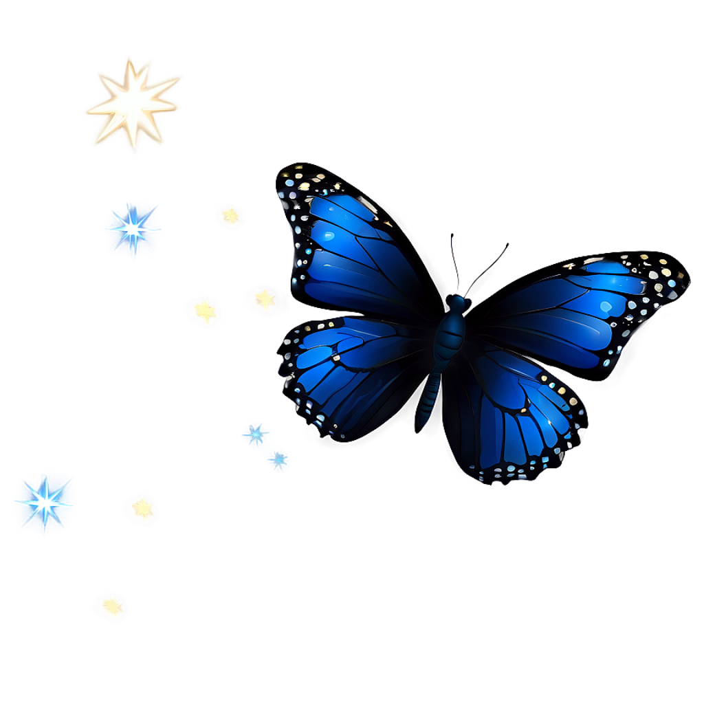 Magical Blue Butterfly in Starry Night Wallpaper Background