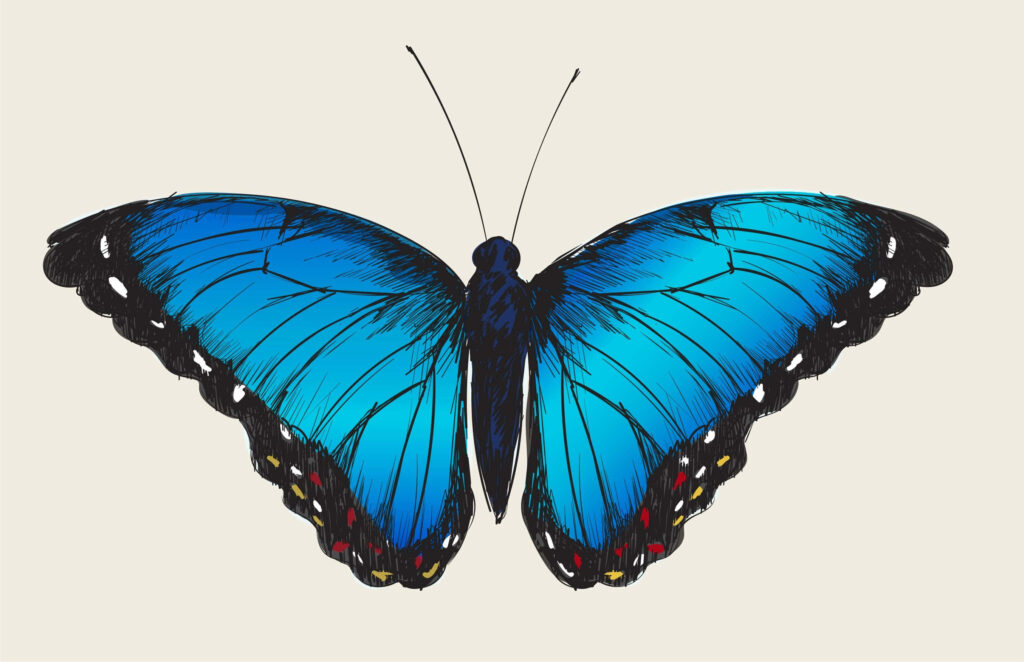 Stunning Modern Wallpaper: Vibrant Blue Butterfly Abstract Art