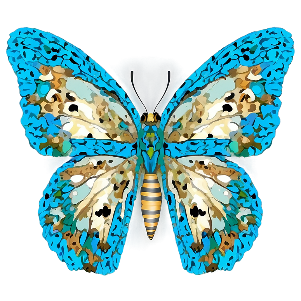 Vibrant Blue Butterfly Wallpaper with Camouflage Patterns