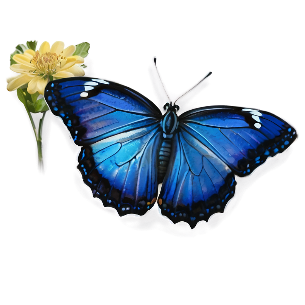 Vibrant Blue Butterfly & Yellow Flower Wallpaper Background