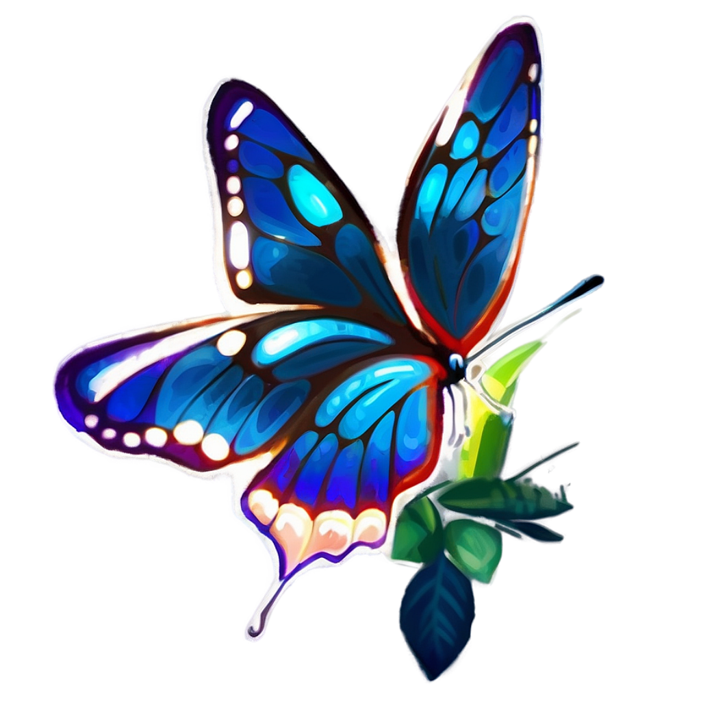 Vibrant Blue Butterfly on Green Leaf - Stunning Wallpaper Background