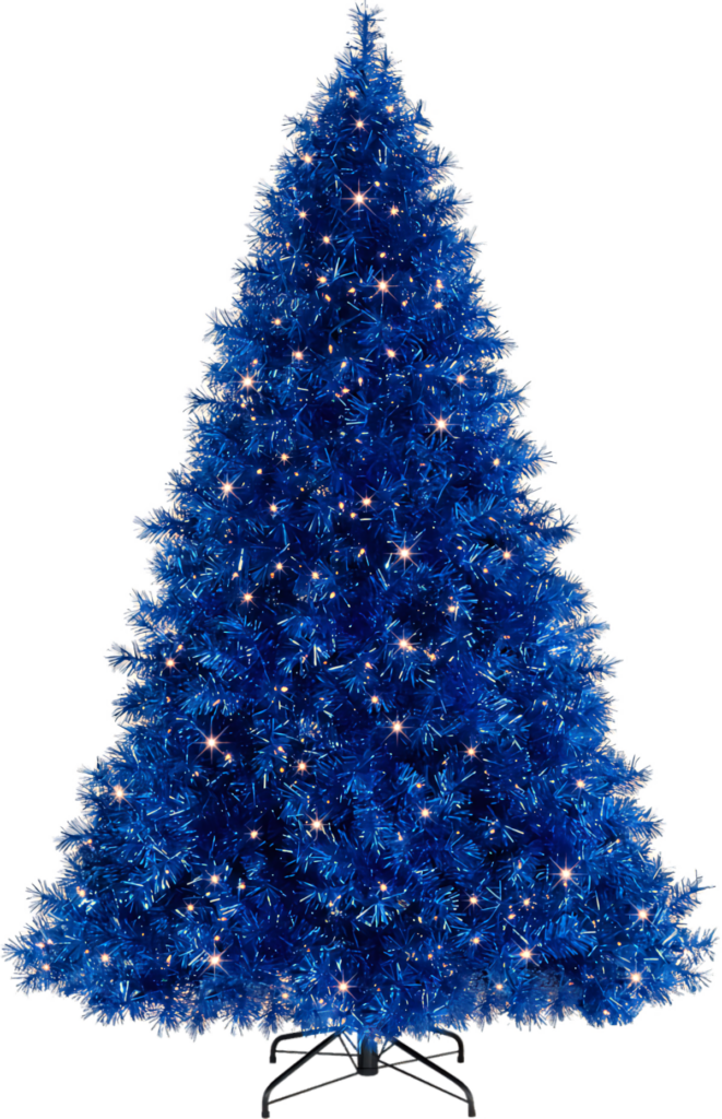 Vibrant Blue Christmas Tree Wallpaper: Festive Holiday Background
