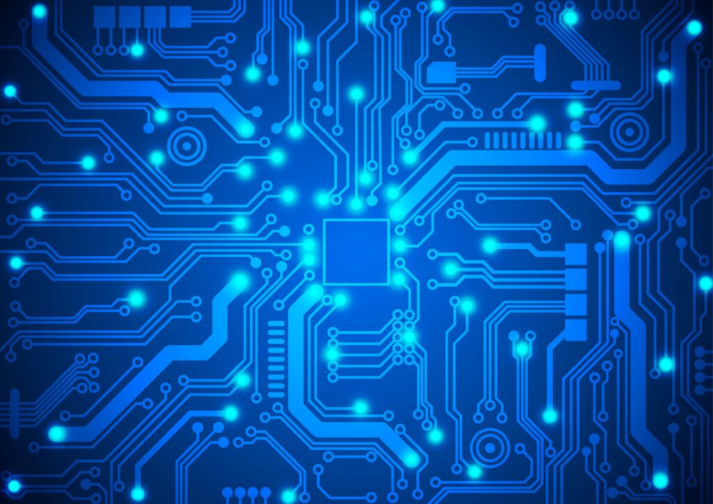 Vibrant Blue Circuit Wallpaper: High-Res Tech Background 5000x3533