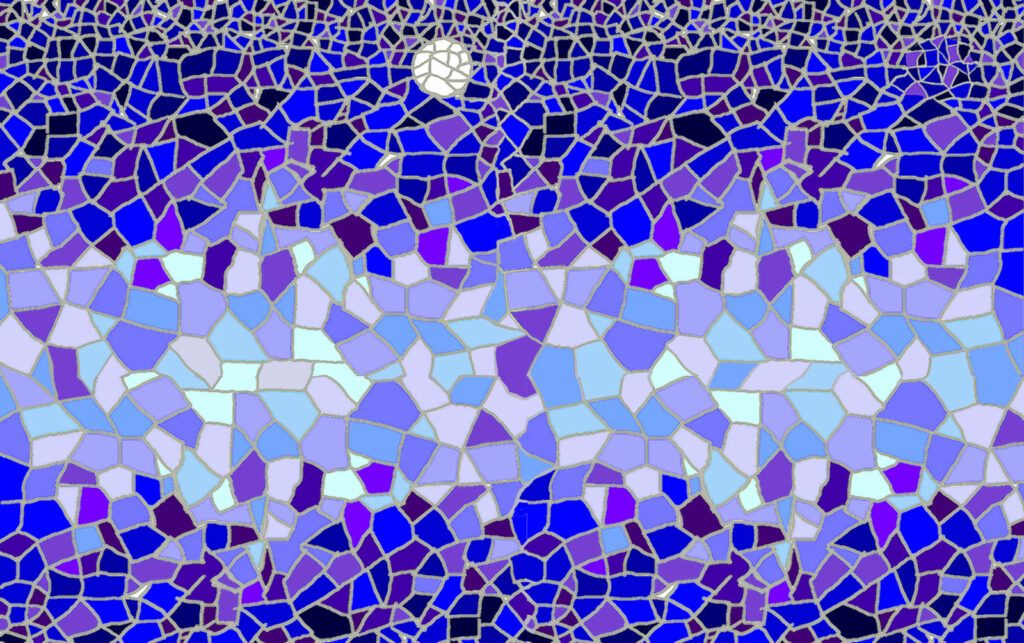 Intricate Blue Crackle Mosaic Wallpaper - Vibrant Tile Design